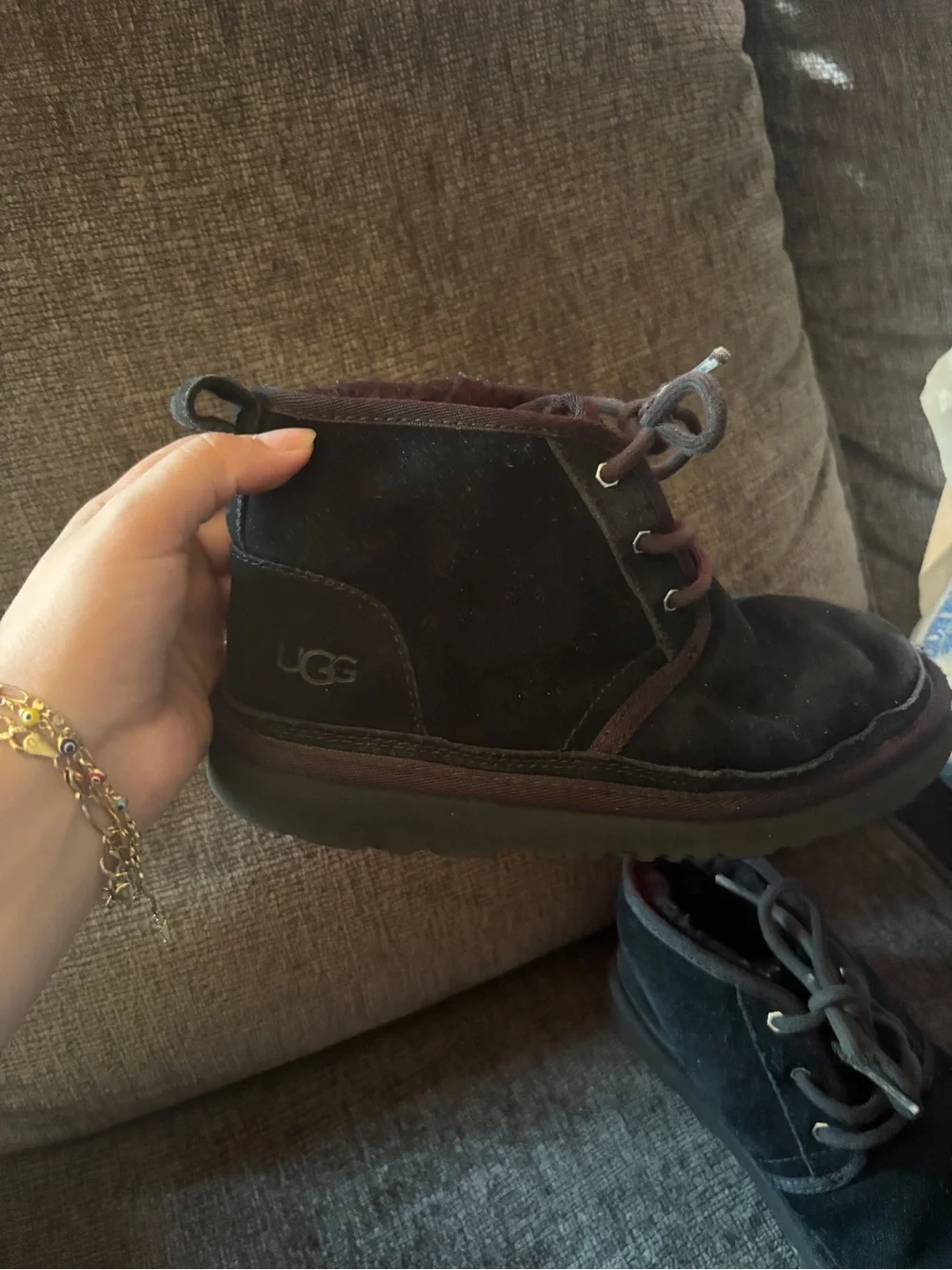 UGG Kids Black Suede Lace-Up Boots